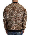 Men's Jacquard Pineapple Embroidery Sweater Brown Polyester Silk Nylon