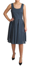 Women's Polka Dot Cotton A-Line Dress Navy