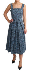 Women's Blue Heart Cotton A-Line Stretch Dress