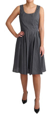 Women's Black Polka Dotted Cotton A-Line Dress