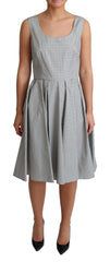 Women's Gray Polka Dotted Cotton A-Line Dress