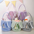 Cesta de Pascua de pana Peter Rabbit personalizada con nombre e inicial Actividades al aire libre Búsqueda del huevo de Pascua Regalo para niños