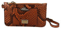Women's Brown Leather Coin Purse Wristlet Mirror Agnese Wallet