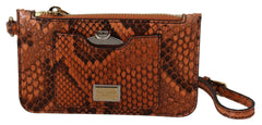 Women's Brown Leather Coin Purse Wristlet Mirror Agnese Wallet