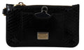 Women's Black Leather Coin Purse Wristlet Mirror Agnese Wallet