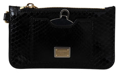 Women's Black Leather Coin Purse Wristlet Mirror Agnese Wallet
