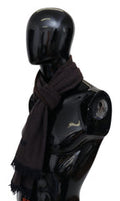 Men's Brown Cashmere Unisex Neck Wrap Fringes Scarf