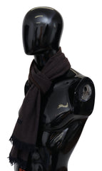 Men's Brown Cashmere Unisex Neck Wrap Fringes Scarf