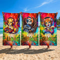 Toalla de playa de gran tamaño de secado rápido personalizada con nombre de animal gamer Graffiti Fiesta en la playa Piscina Vacaciones de verano Regalo para niño gamer