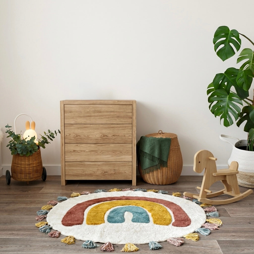 Alfombra Infantil 110 cm RAINBOW Algodón Lavable en lavadora
