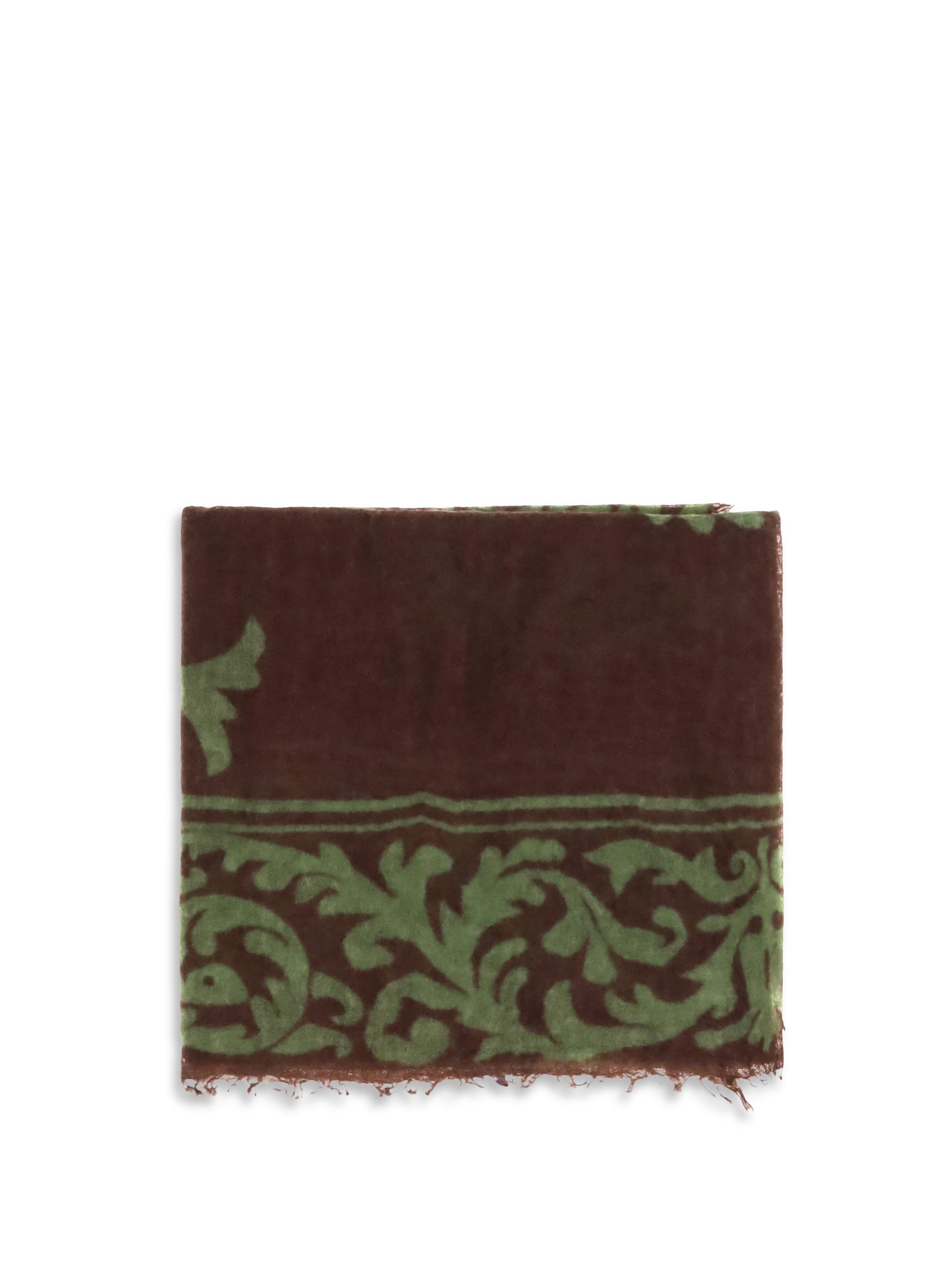 Mirror In The Sky Baroque Motif Cashmere Scarf — Brown