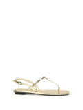 Prada Patent Leather T-Strap Sandals — Gold