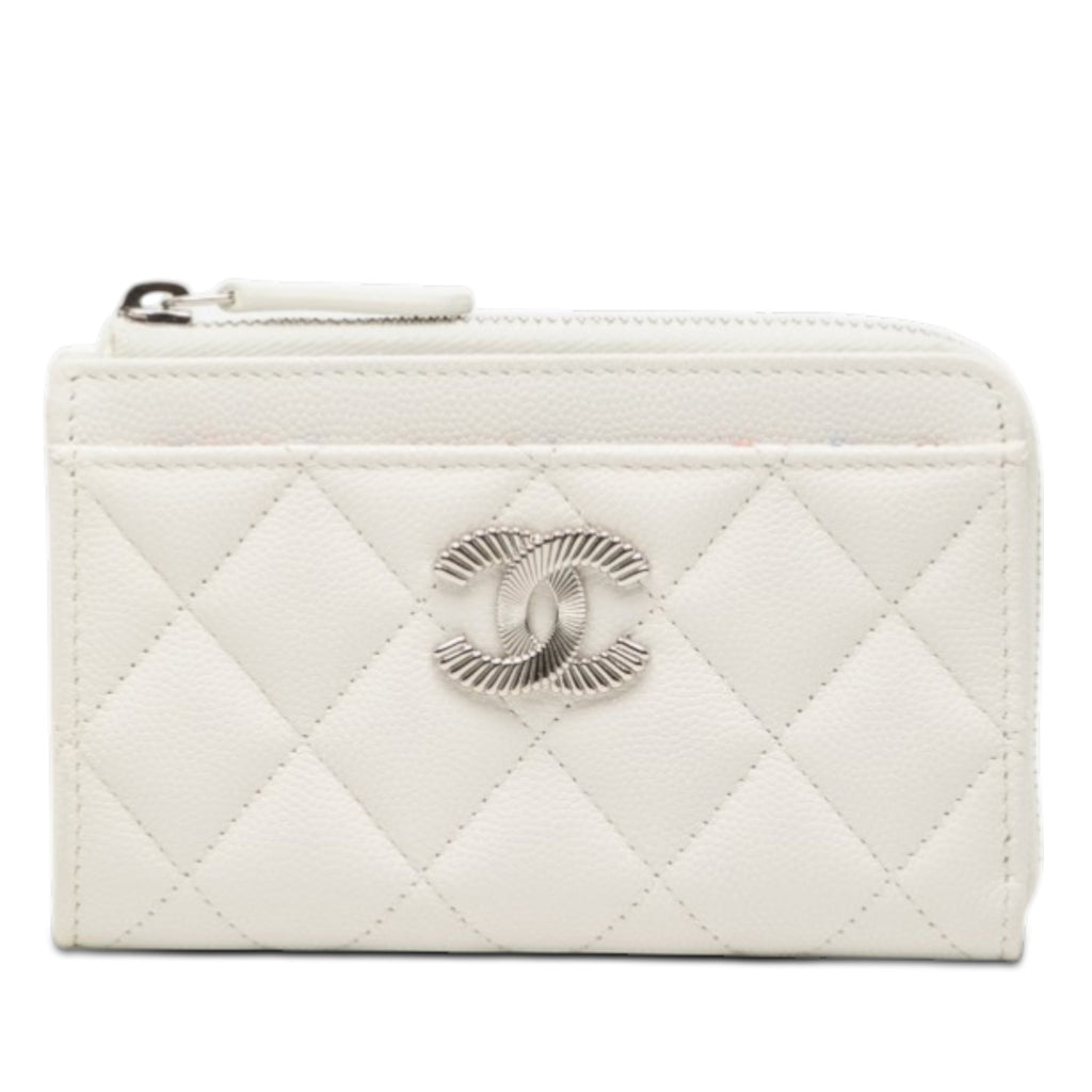 CC Quilted Caviar Zip Around Coin and Card Holder