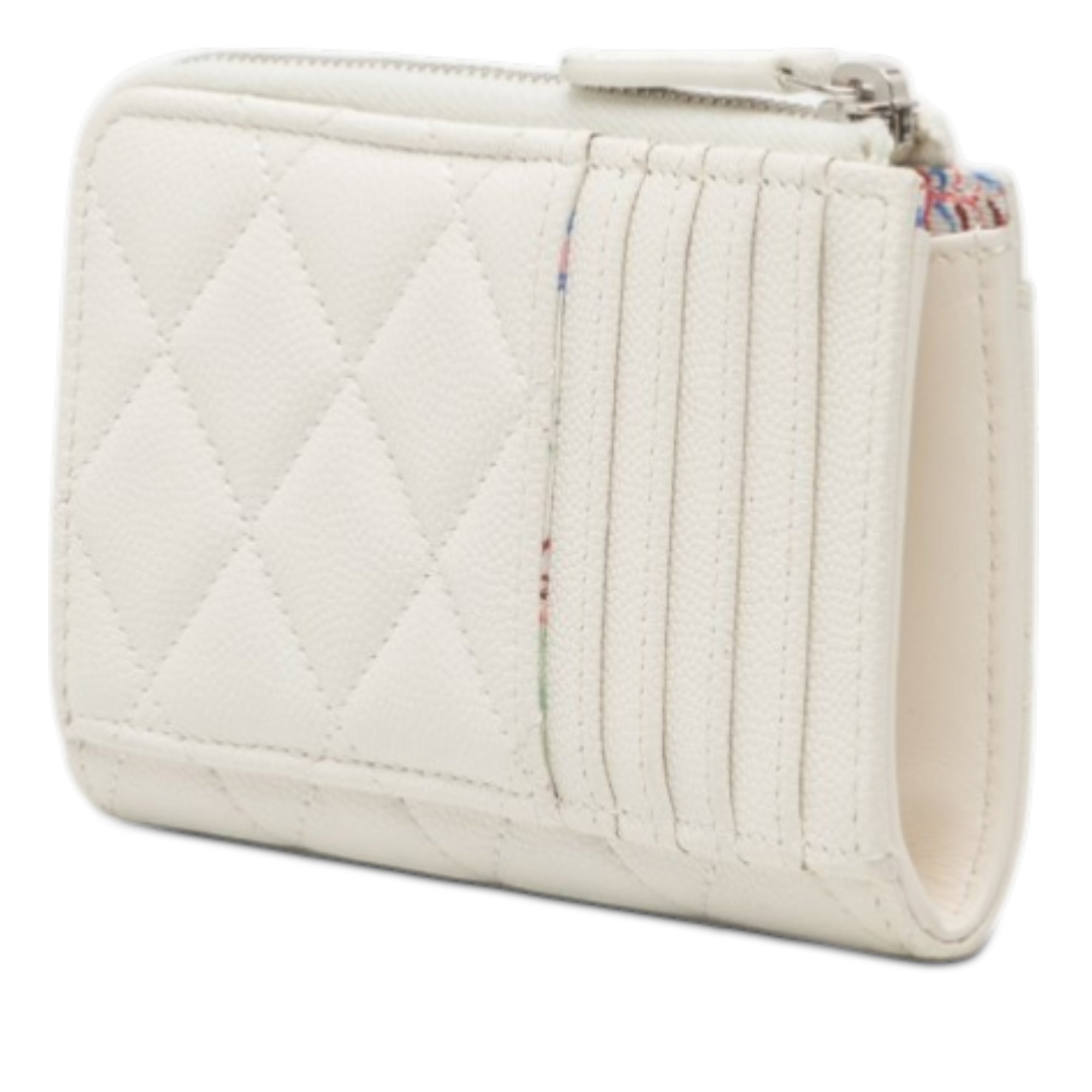 CC Quilted Caviar Zip Around Coin and Card Holder