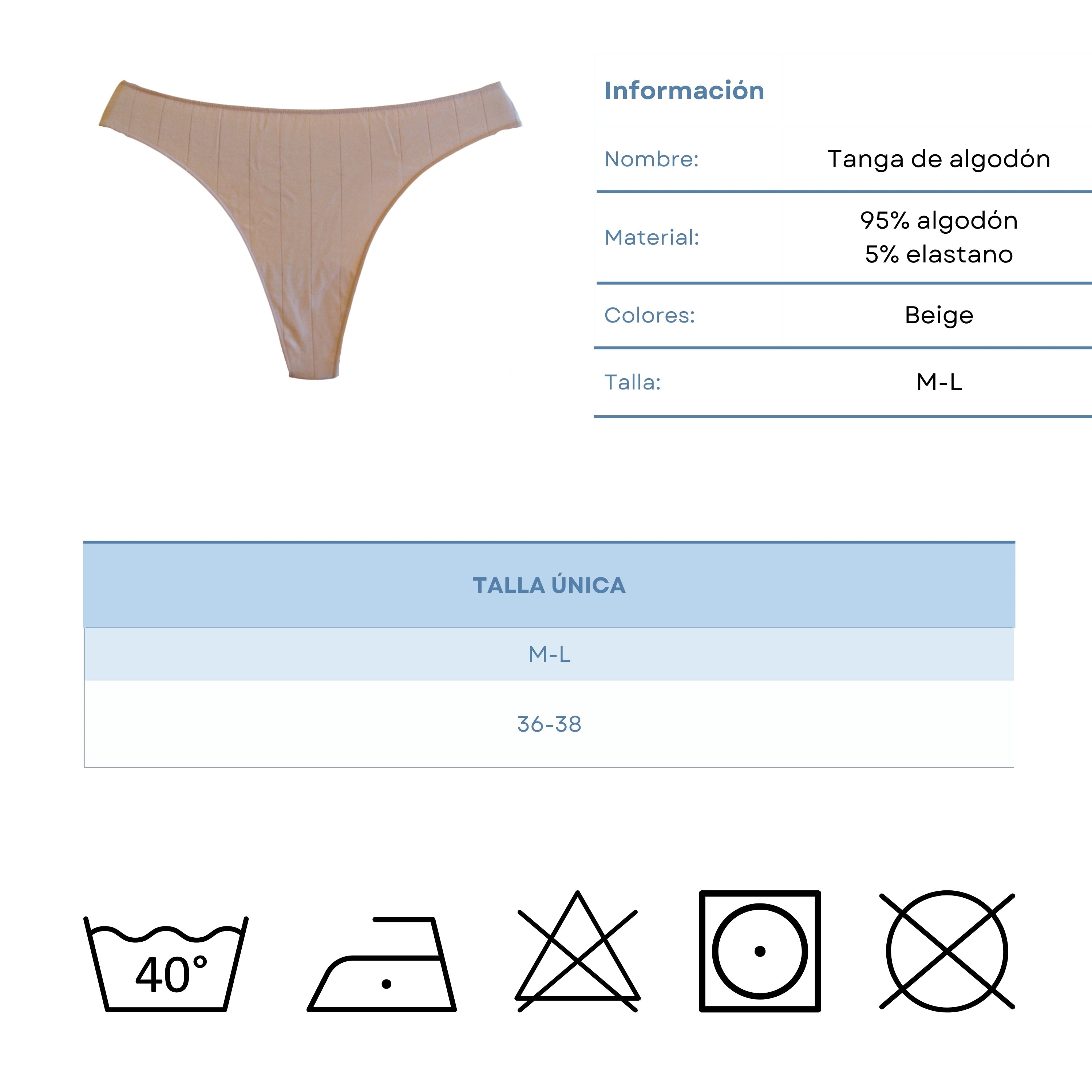 FEVI | Pack de 6 Tangas | 95% Algodón | Suaves y Transpirables | en 1 o 3 Colores: Negro, Beige, Blanco
