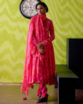 Fuchsia Pink Gather Anarkali Set By KYNAH, Luxury Indian Fashion & Bridal Wear