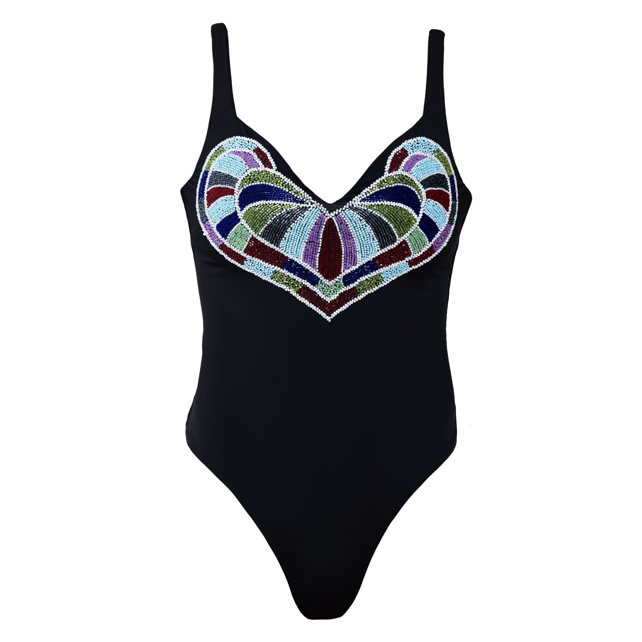 Amor Hand-Beaded Embellished One-Piece Swimsuit | Black