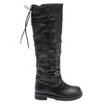Black Knee‑High Leather Multi‑Strap Buckle Boots
