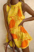 Sleeveless Crab Print A-line Mini Dress
