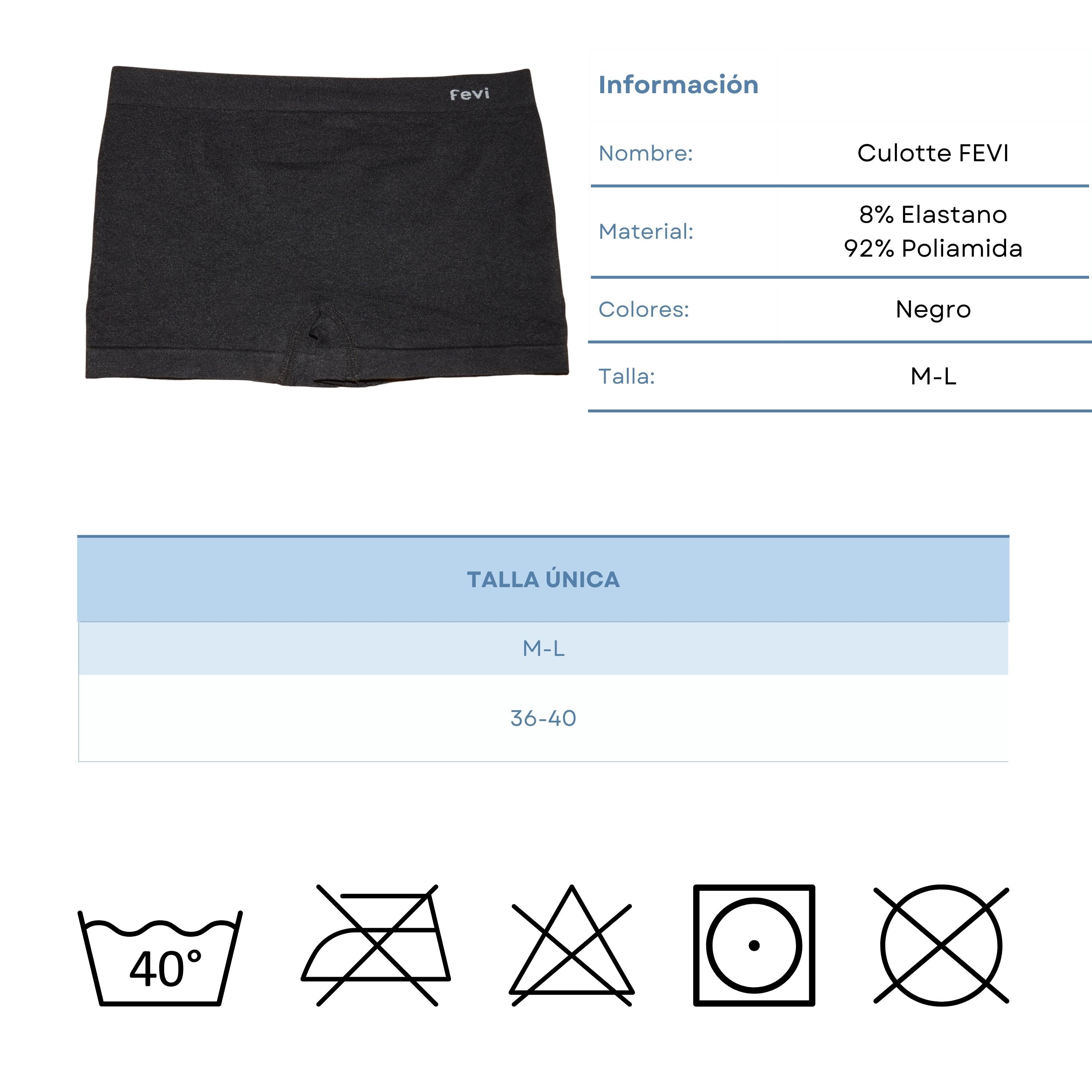 FEVI | Pack de 6 Culottes en 1 o 3 colores diferentes: Negro, Blanco y Beige | Talla única
