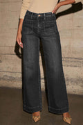 High Rise Double Patch Pocket Straight Leg Pants