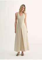 Simple Love High Density Modal Mulberry Silk Insert U-neck Vest Dress