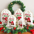 Elfo de Navidad personalizado Bolsa de regalo de lona con nombre e inicial Fiesta de Navidad Regalo para niños Familia