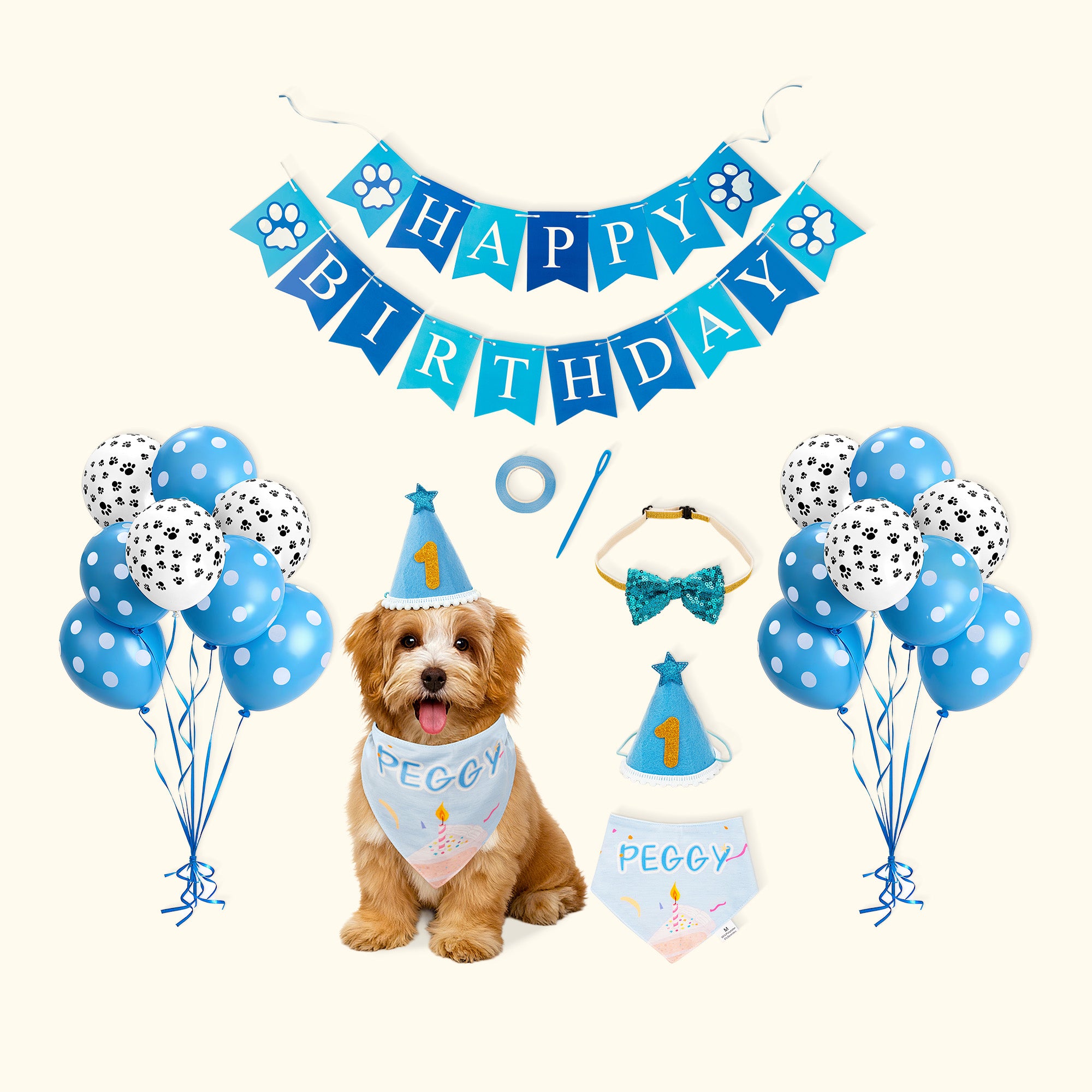 Pajarita de lentejuelas con bolita de tarta personalizada Set de cumpleaños para mascotas con nombre Regalo de cumpleaños para dueños de mascotas