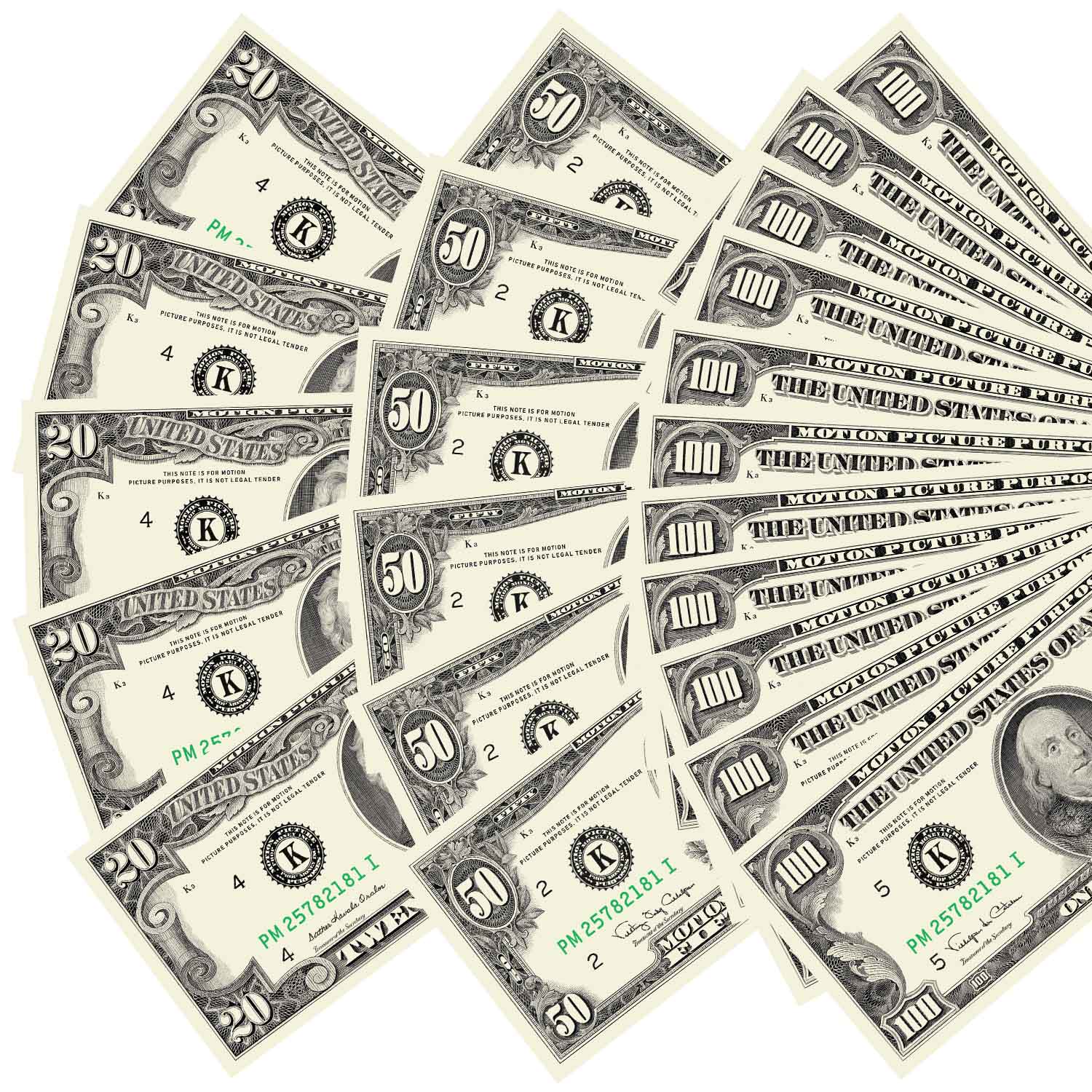 $20/$50/$100 $1,500 1990 Series Bills Mix By Prop Money Inc.