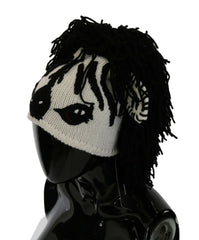 Women's Knitted Cashmere Animal Design Beanie Black Wool Acrylic