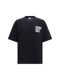 Off-White Logo-Embroidered Graphic T-Shirt — Black