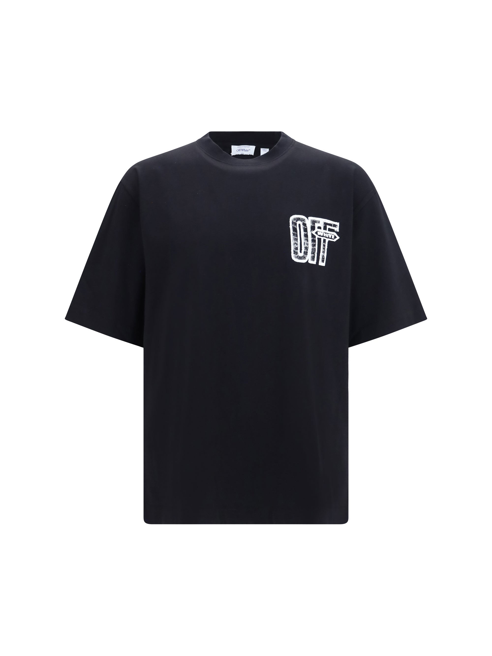 Off-White Logo-Embroidered Graphic T-Shirt — Black