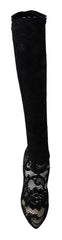 Women's Black Taormina Lace Socks Boots Shoes Pumps Elastane