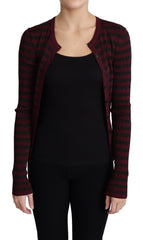 Women's Striped Viscose Cardigan Black Polyester Clothing