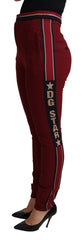 Women's Red Dg Star Striped Skinny Cotton Pant Nylon Elastane