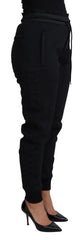 Women's Logo-Embossed Polyester Joggers Black Polyurethane