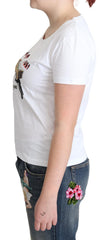 Women's White Cotton Come Play 4 Us Print Tops T-Shirt