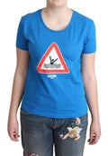 Women's Blue Cotton Swim Graphic Triangle T-Shirt