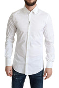 White Cotton Stretch Men Formal Sicilia Shirt Elastane