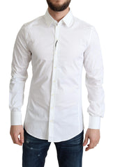 White Cotton Stretch Men Formal Sicilia Shirt Elastane