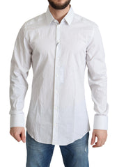 Men's White Stripes Cotton Formal Dress Shirt