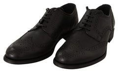 Men's Black Leather Oxford Wingtip Formal Dress Shoes