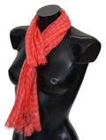 Men's Orange Check Cashmere Unisex Wrap Fringes Scarf