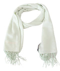 Men's Light Green Pattern Cashmere Unisex Wrap Fringes Scarf