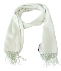 Men's Light Green Pattern Cashmere Unisex Wrap Fringes Scarf