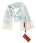 Men's Blue White Lined Cashmere Unisex Wrap Scarf