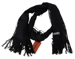 Men's Black Wool Unisex Neck Warmer Wrap Scarf Silk