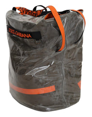 Men's Mixed-Fabric Tote Gray Cotton Elastane Nylon