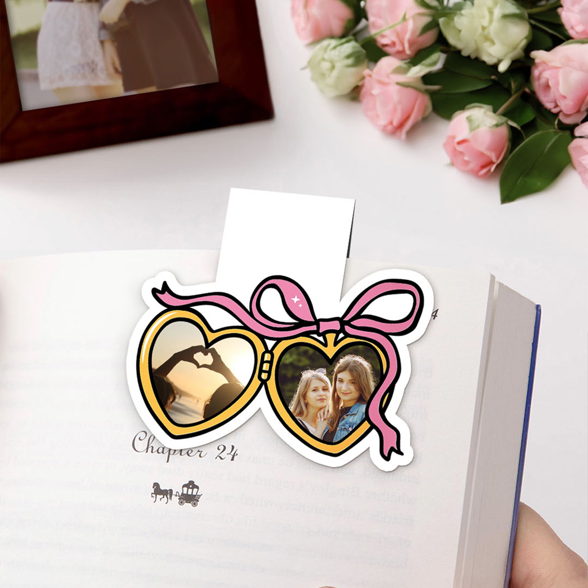 Marca páginas magnético personalizado con 2 fotos Accesorio de lectura Regalo de Navidad Cumpleaños para los amantes de los libros Ratones de biblioteca