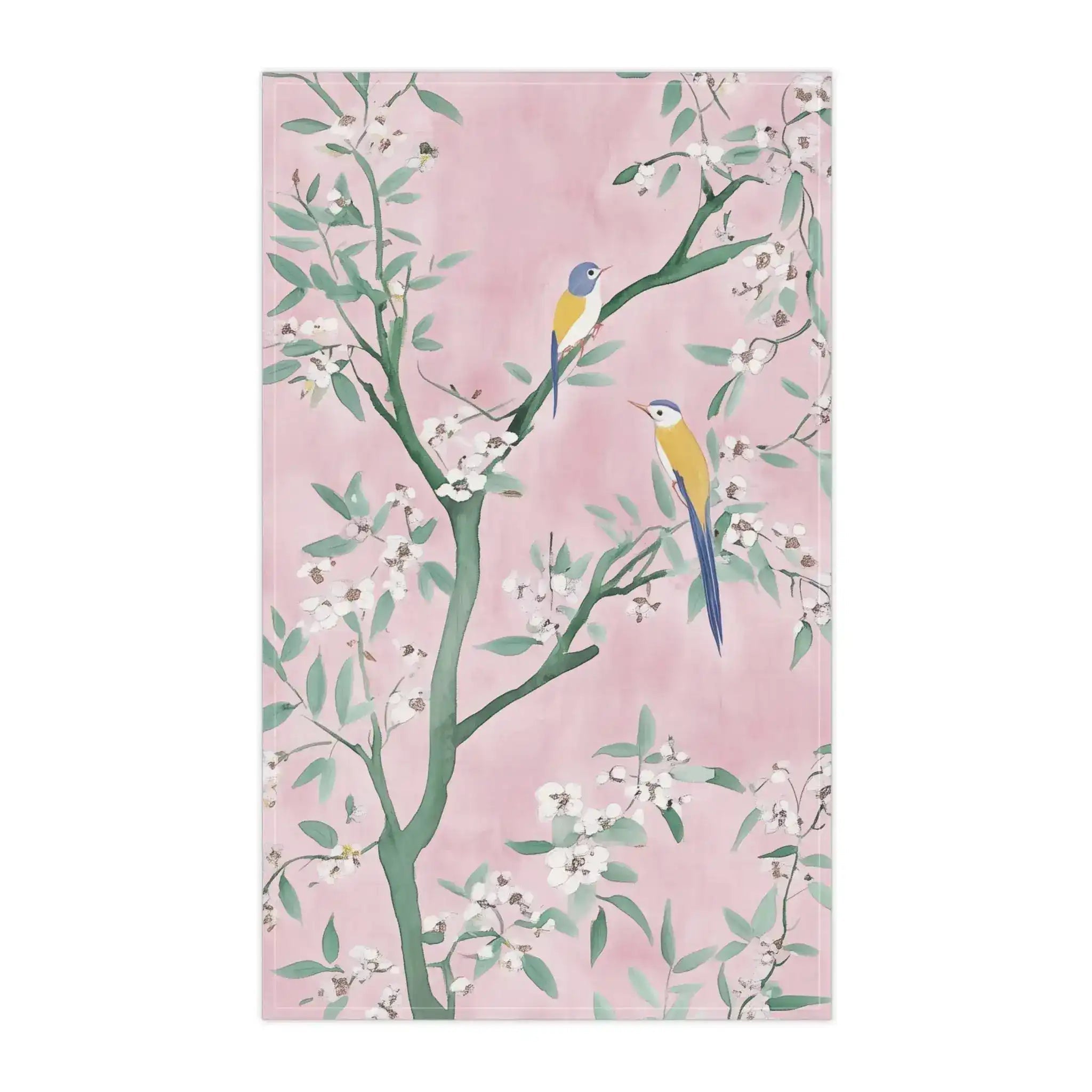 Pink Blossom Birds Kitchen Towel